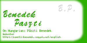 benedek paszti business card